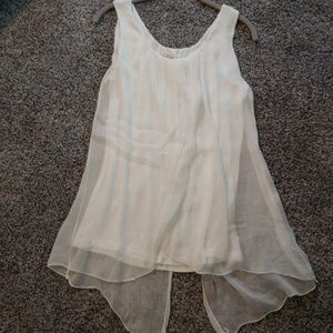 White tank with sheer overlay
